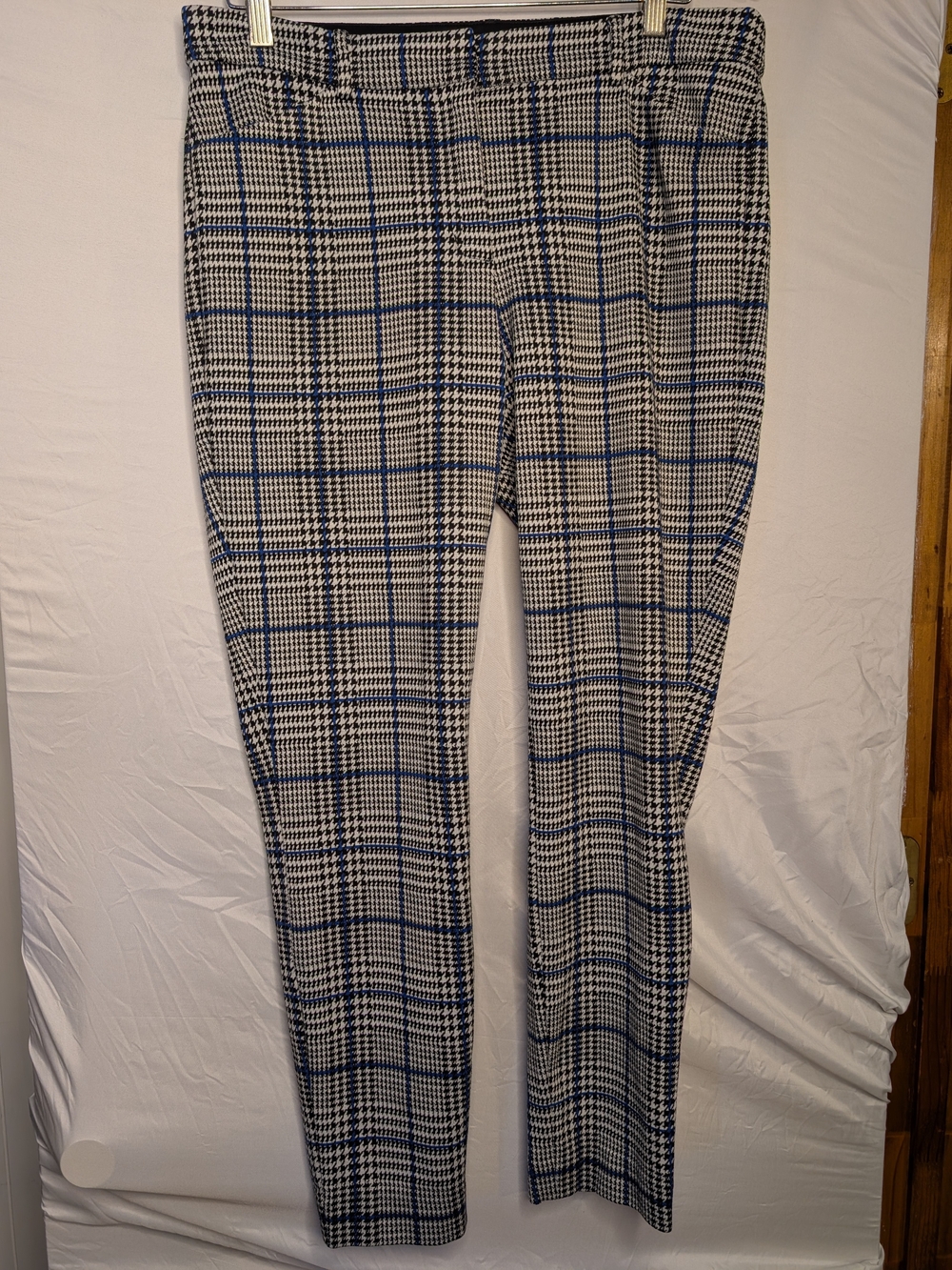 Express Black and White Plaid Dress Pants with Blue Windowpane 12R